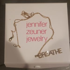 Jennifer Zeuner 14k gold Haven BREATHE necklace